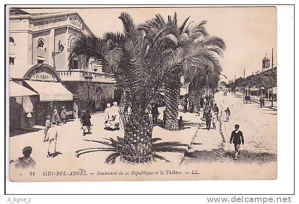 ref 41 CPA  Algérie Sidi Bel Abbes Boulevard de la république et le théatre