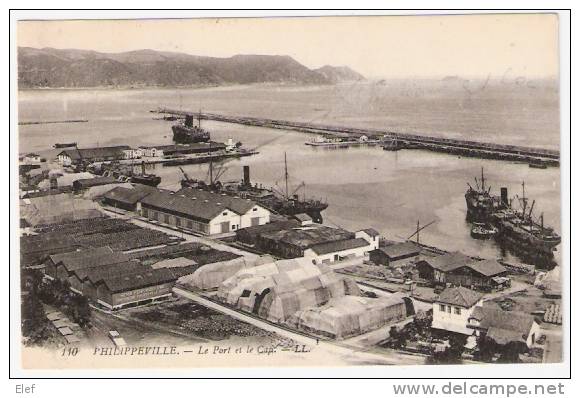 Algérie,PHILIPPEVILLE  Le Port et le Cap ; Phare ,Cargo ;+ Semeuse 10c rouge Chiffres maigres n° 135 (Usage tardif!) TB