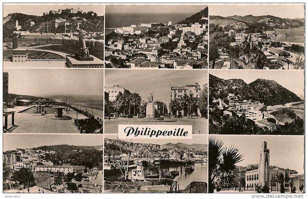ALGERIE. PHILIPPEVILLE .Multivues Place Marqué,Vue Générale,Quartier de la Gare,La Piscine,etc.1959