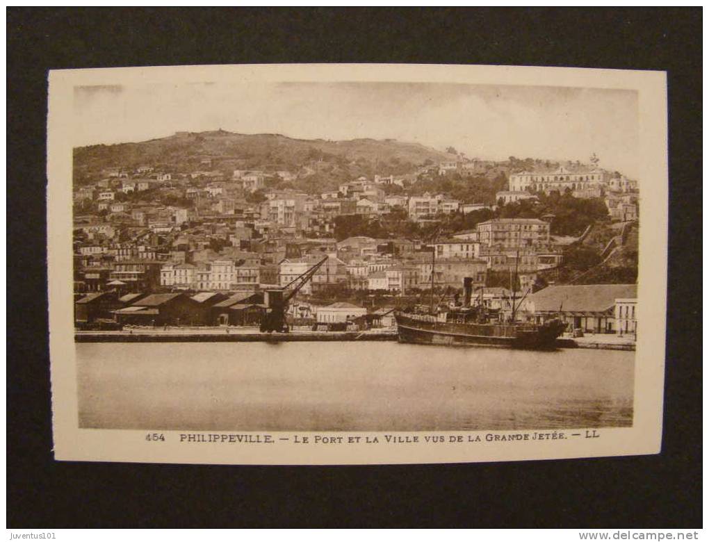 CPSM ALGERIE-Philippeville-Ski kda-Le port et la ville vus de la grande jetée