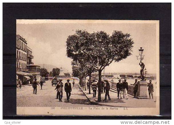 ALGERIE Philippeville Place de la Marine, bien animée, ed LL 166, 1928