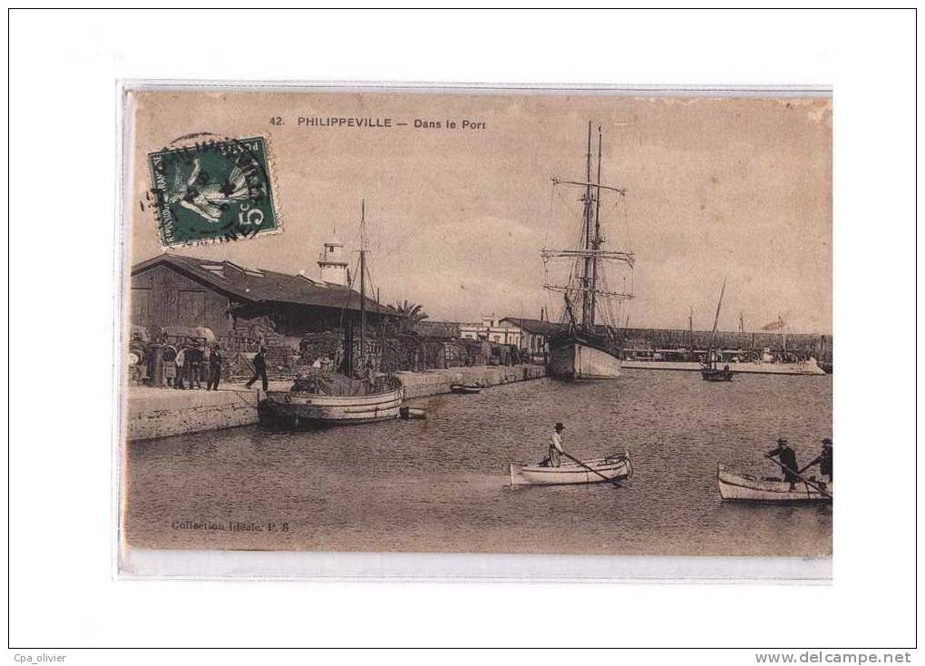 ALGERIE Philippeville Port, Voiliers, ed Idéale PS 42, 1912