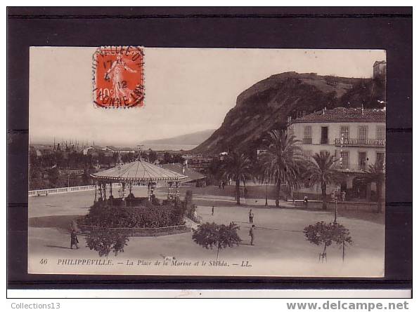 ALGERIE - Philippeville - la place de la marine et le Skikda