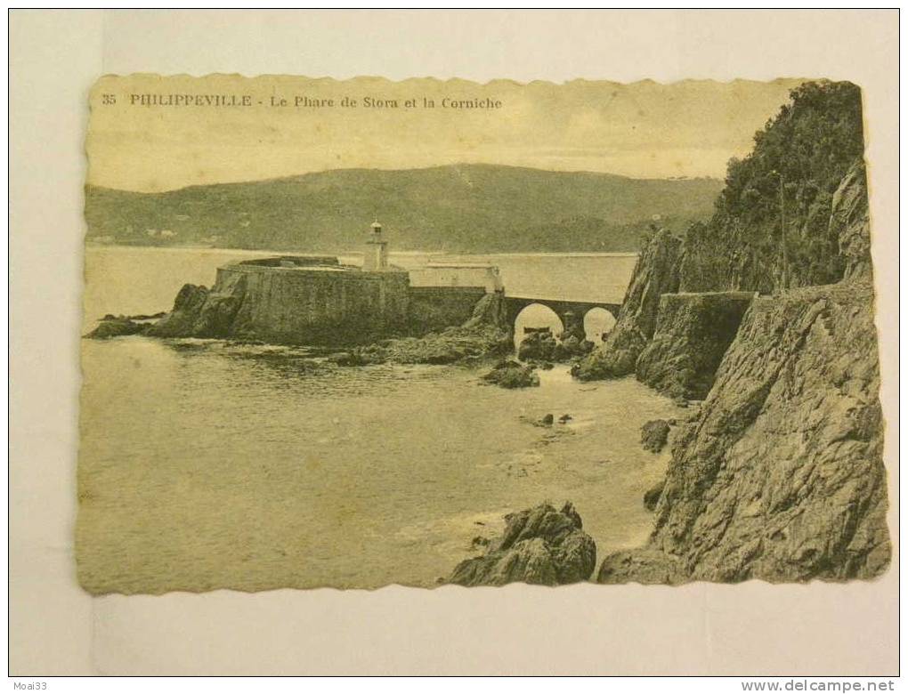 Carte Postale  Ancienne  PHILIPPEVILLE , SKIKDA  le Phare de Stora et la Corniche