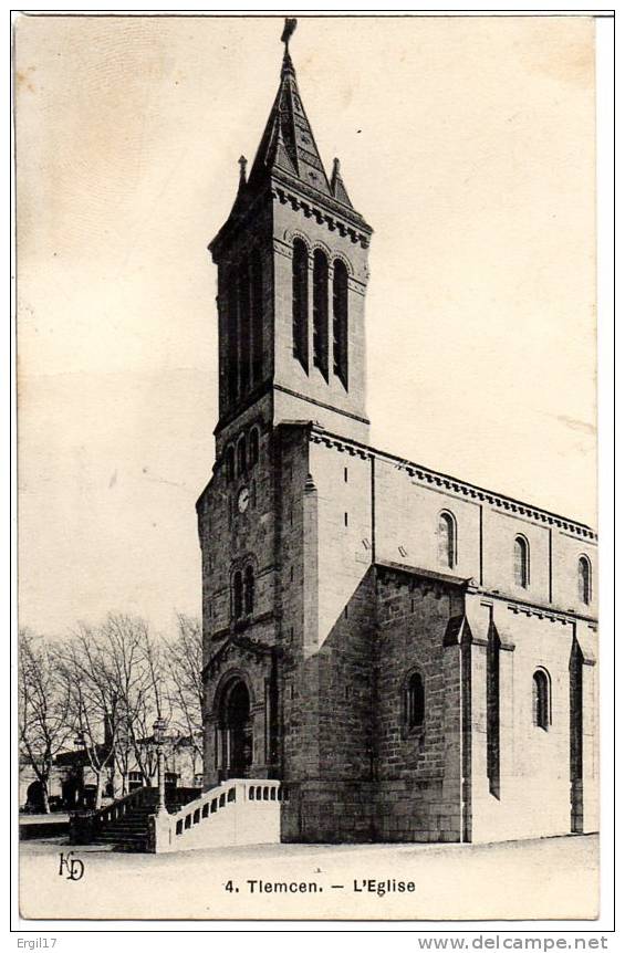 2 scans - Algérie - TLEMCEN - L´Eglise - bon état, voir impression décalée du dos