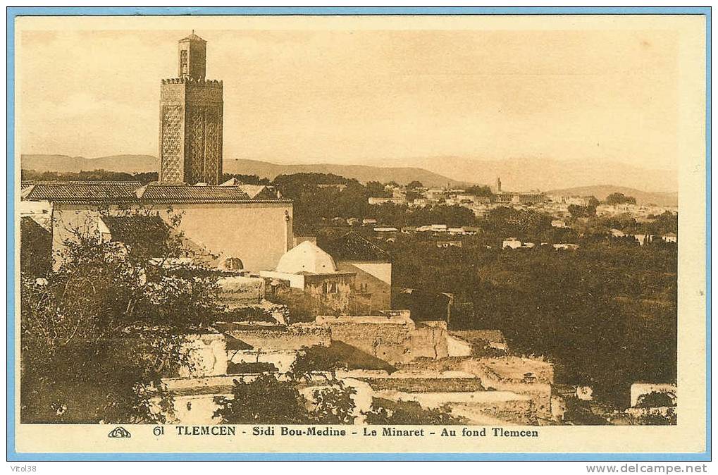CARTE POSTALE CAP 61 TLEMCEN SIDI BOU-MEDINE LE MINARET. LE GRAND HOTEL D´ORAN . Cie ALSACIENNE DES ARTS PHOTOMECANIQUES
