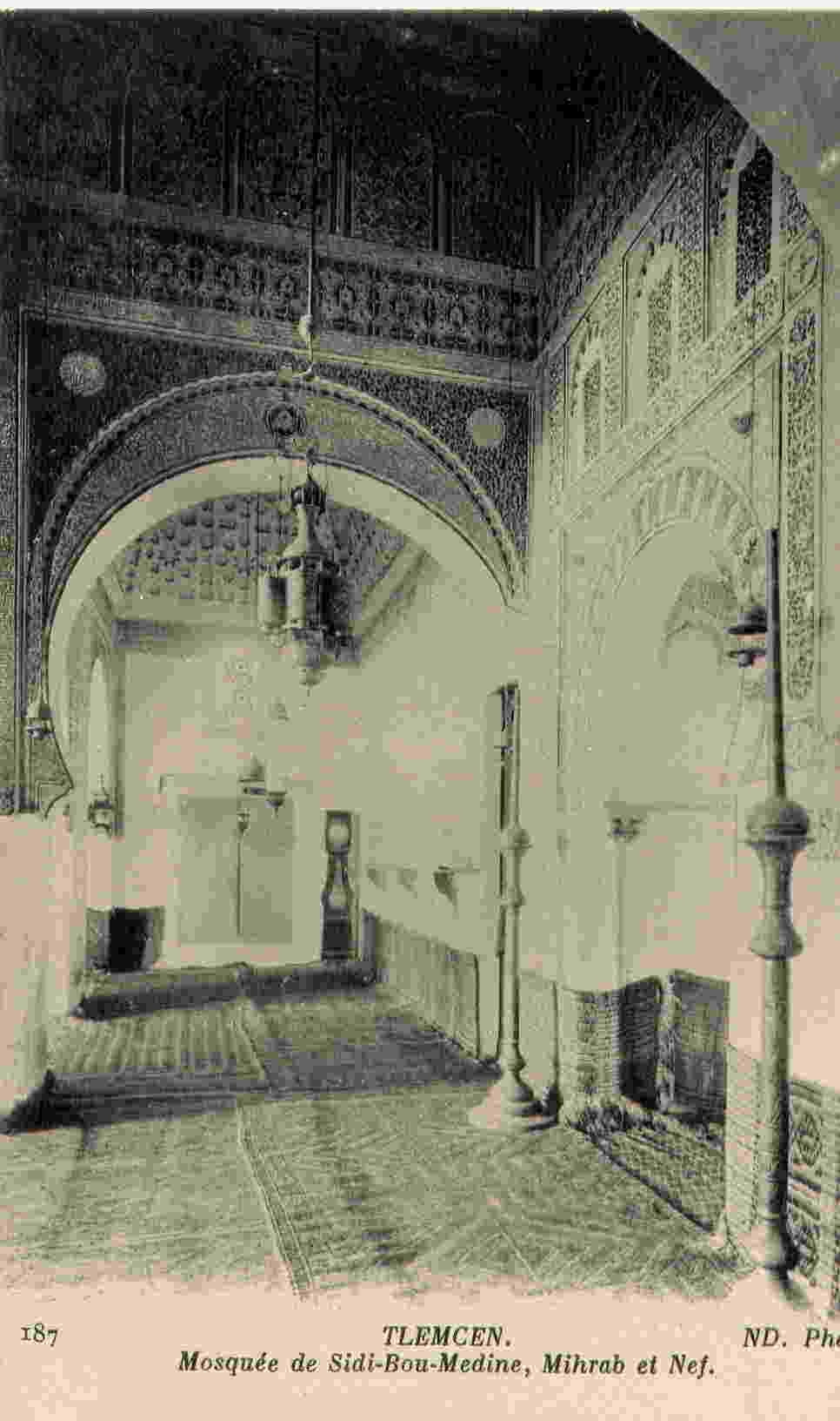 187 - TLEMCEN - Mosquee de Sidi-Bou-Medine, Mihrab et nef    ND Phot