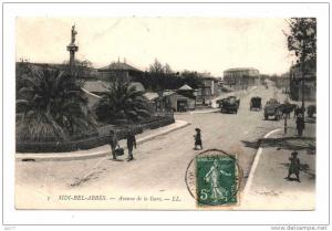 Sidi Bel Abbes vers 1900 Avenue de la Gare animée ecrite en  1909 Cart(e LL n° 3