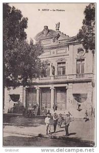 ALGERIE SETIF  LE THEATRE ANIMEE ECRITE en 1910 TIMBRES 10cts TBE