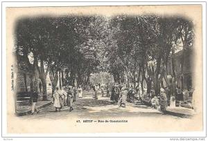 CPA  Fr  SETIF . Rue de Constantine . Animé. 23 avril 1904.