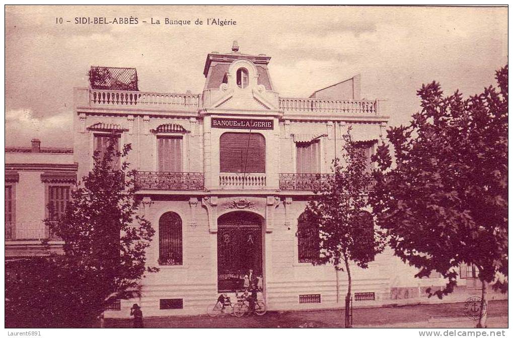 CPA AFRIQUE ALGERIE SIDI-BEL-ABBES LA BANQUE DE L'ALGERIE VELOS ANIMEE