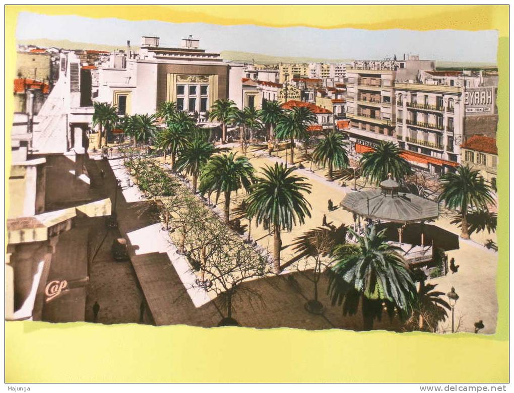 CPA - ALGERIE - SIDI BEL ABBES - PLACE CARNOT ET THEATRE - DENTELEE