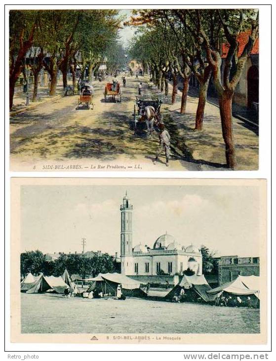 2 Cpa Algérie, Sidi-Bel-Abbès - Rue Prudhom / Mosquée