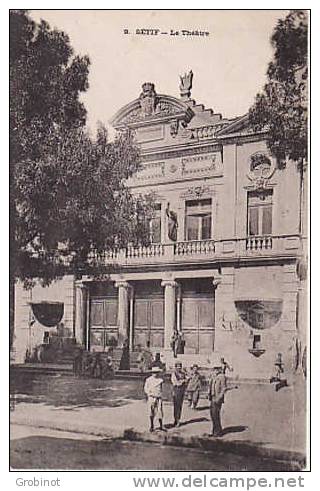 ALGERIE SETIF  LE THEATRE ANIMEE ECRITE en 1910 TIMBRES 10cts TBE