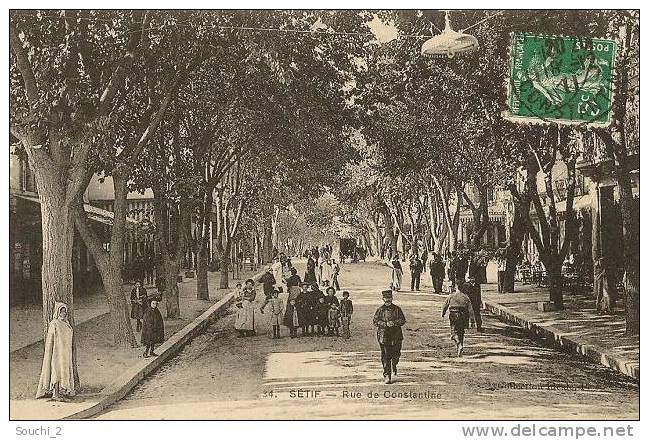 Sétif.- (Algérie) Rue de Constantine    - (belle animation)