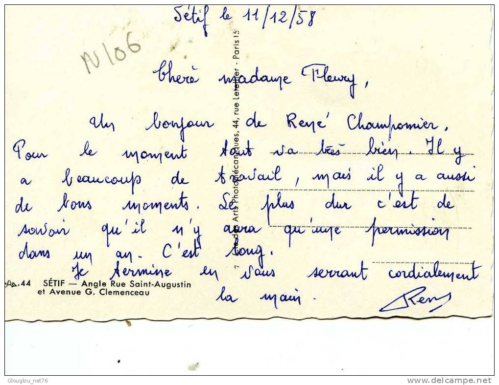 SETIF...ANGLE RUE ST-AUGUSTIN ET AVENUE G.CLEMENCEAU ...CPSM  PETIT FORMAT ANIMEE
