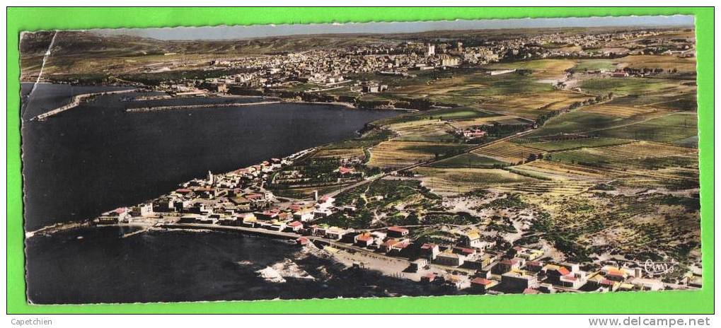 MOSTAGANEM - VUE AERIENNE - LA SALAMANDRE, SA PLAGE ( Dans les années 50 )- 220 X 90 mm