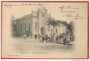 MOSTAGANEM  Le Temple Protestant , Geiser n° 6 , dos non divisé .