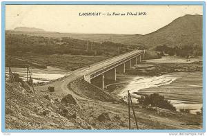 CARTE POSTALE LAGHOUAT LE PONT SUR L'OUED M'ZI