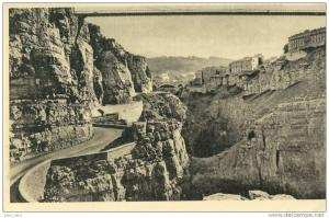 Constantine .  Pont suspendu de Sidi M'Cid .  BELLE HELIOGRAVURE .