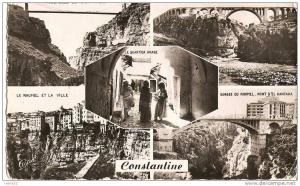 AE36 CONSTANTINE Algérie 5 vues RHUMEL et ville Pont EL KANTARA (cf descriptif). Carte en noir et blanc crantée  n° 343