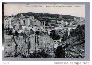 Jolie CP Ancienne Algérie Constantine L' Hôpital Civil et le Pont d' El Kantara - Ed ND 142