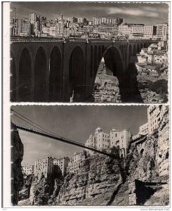 -  Algérie  -   Lot de 2 CPSM  CONTANTINE -  La Ville et le Pont Sidi-Rached , la Passerelle Perregaud et la Médersa -
