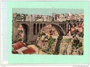 MEA74 ALGERIE - CONSTANTINE QACENTINA Pont Sidi Rached (voir descrip 2scan) colorisée écrite années 1950 format CPA