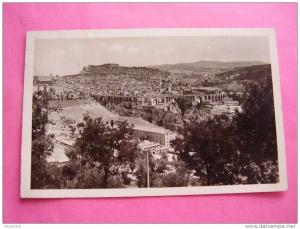 carte photo vue générale de Constantine . Algérie . timbre Oran 2 x 6 . animée