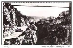 CP - PHOTO - CONSTANTINE - 8 - PONT SUSPENDU DE SIDI M'CID - CHEMIN DES TOURISTES - JOMONE