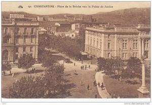 cpa   algerie   constantine   place de la breche vers le palais de justice