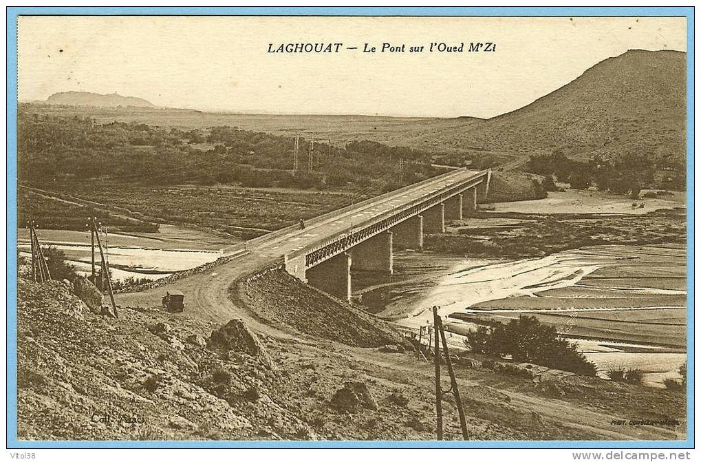 CARTE POSTALE LAGHOUAT LE PONT SUR L'OUED M'ZI