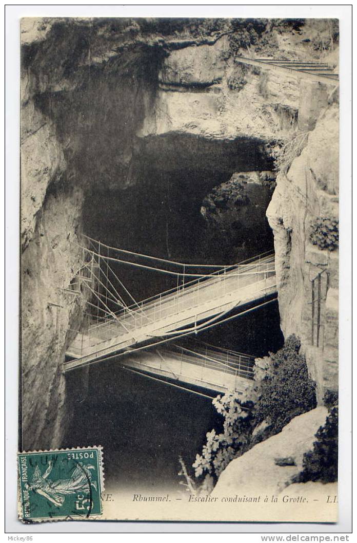 Algérie--CONSTANTINE--191 0--Rhummel --Escalier conduisant à la grotte  n° 142   éd LL