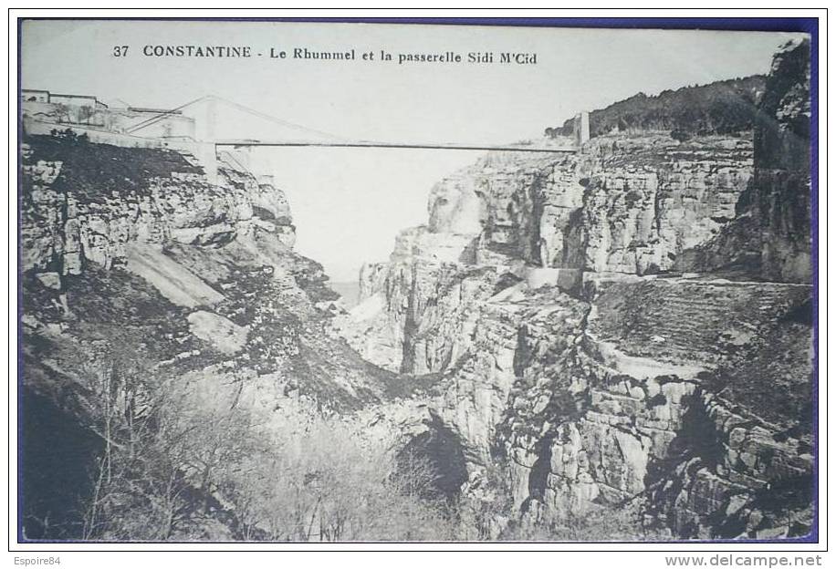 C. Postale  ALGERIE - CONSTANTINE - LE RHUMMEL ET LE PONT SIDI M'CID (1926)