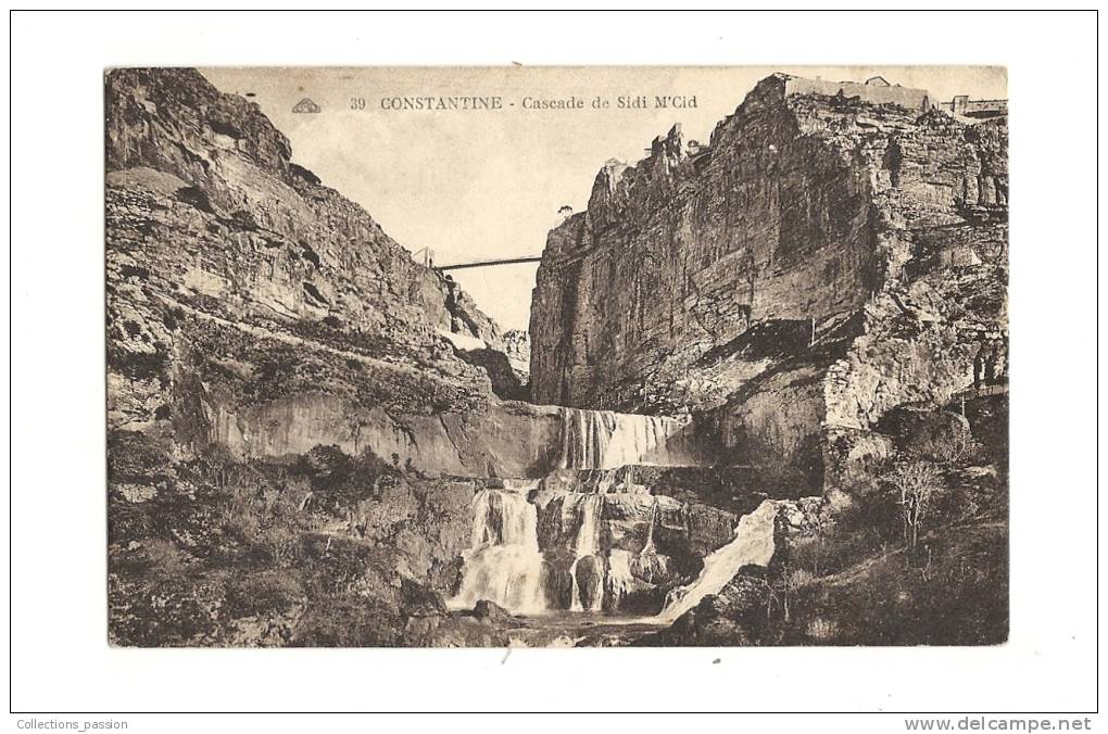 cp, Algérie, Constantine, Cascade de Sidi M'Cid, écrite
