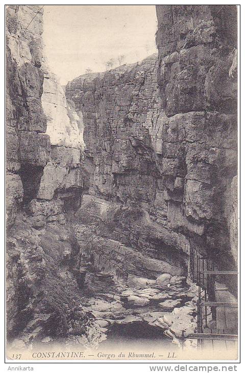 85772 cpa  CONSTANTINE les gorges du rhummel  1908  voir scans