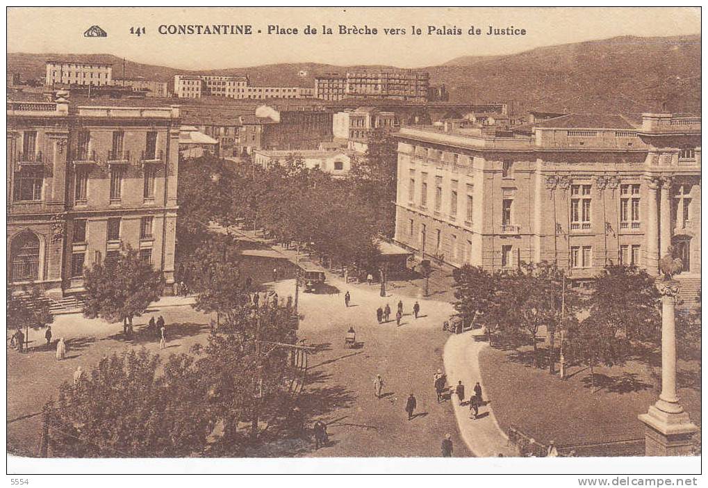 cpa   algerie   constantine   place de la breche vers le palais de justice