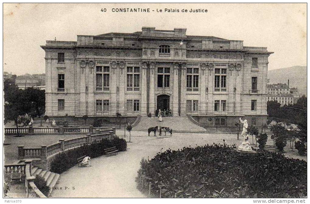 ALGERIE CONSTANTINE - Le Palais de justice Animé Chevaux