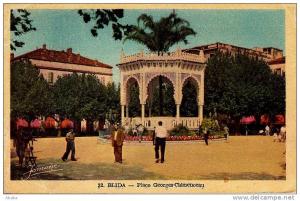 BLIDA PLACE GEORGES CLEMENCEAU AVEC CACHET DU REGIMENT AU DOS