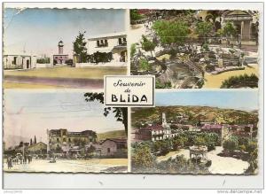 1203 - BLIDA ( 4 VUES ) LA BASE D´AVIATION - LES FONTAINES - PLACE D´ARMES .....