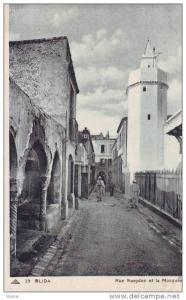 Carte postaleN/B  Algérie BLIDA Rue Gueydon et la Mosquée