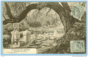 CARTE POSTALE ENVIRONS DE BLIDAH CIMETIERE EL KEBIR . V.P. PARIS N° 2 . CACHET ET TIMBRE DE LA POSTE 1905