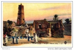 ALGERIE BISKRA Oasis de Fillièche Mosquée et maisons arabes 1926 TBE