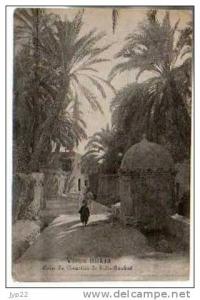 CP Ancienne Algérie Vieux Biskra Coin du Quartier de Sidi Barkat - CAD Biskra 22-?-1926 / Semeuse Surchargé n° 10 (n°13)