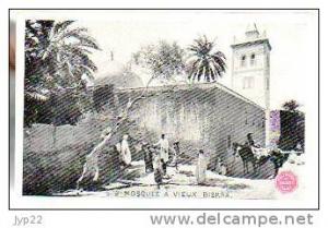 Jolie CP Ancienne Algérie Mosquée à Vieux Biskra - Collection des Biscuits Olibet n° 2