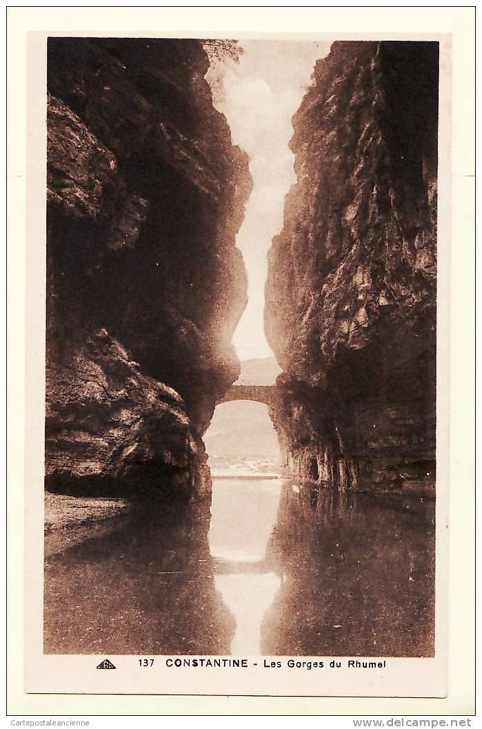 ALGERIE CONSTANTINE Gorges RHUMEL CPA 1930s Tampon Chemin Touristes ¤ CAP 137 ALGERIA ALGERIEN ARGELIA ALGERIJE 10658AA