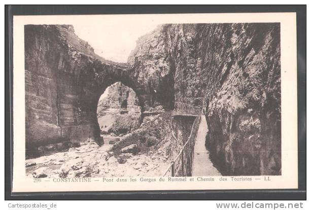CPA Constantine, Pont dans les Gorges du Rummel et Chemin des Touristes