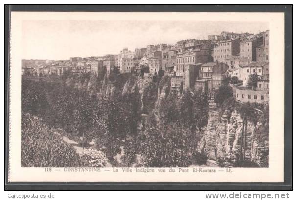 CPA Constantine, La Ville Indigene vue du Pont El-Kantara