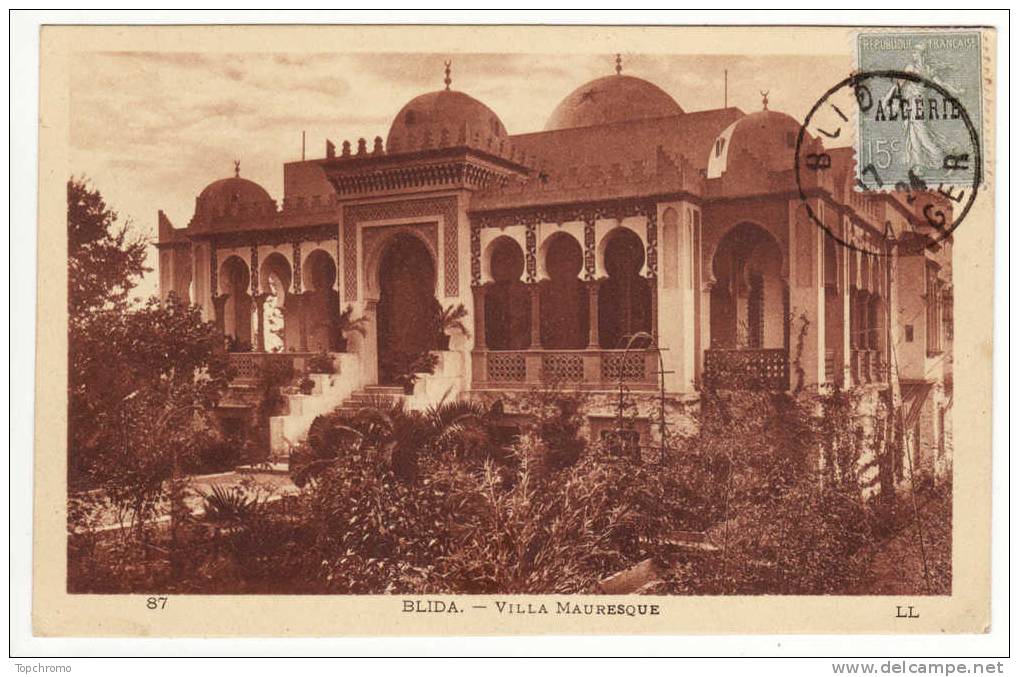 carte postale Blida Villa Mauresque 1924