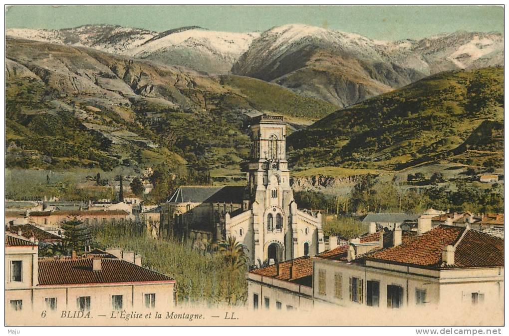 ALGERIE BLIDA  L'EGLISE ET LA MONTAGNE   (Scan recto verso)